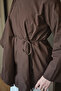 Women's Asymmetrical Cape Detailed Poplin Shirt Brown - 7
