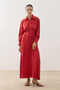 Piping Detailed Shirt Dress Red - 3