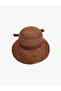 Bow Detailed Kep Straw Hat with Wide Visor - 2