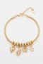 Women's Gold Steel Heart Butterfly and Star Dangle Charm Steel Bracelet