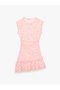 Slim Fit Crew Neck Draped Asymmetrical Cut Floral Mini Tulle Dress