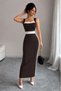 Strappy Geometric Collar Long Diver Dress with Ribbon Detail - 2