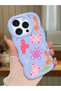 iPhone 16 Pro Max Compatible Case with Camera Protector Blue Silicone Couple Phone Case Butterfly Pattern