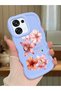 Oppo A6 Pro Compatible Case Camera Protector Blue Silicone Couple Phone Case Floral Pattern