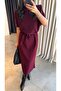 Women's Knitwear Belted Premium Quality Midi Dress - 130cm - 5