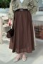 Belted Pocketed Hijab Skirt Bitter Brown - 4