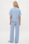 Women's Hudson 100% Cotton Muslin Shirt Pants Light Blue Bottom Top Set - 5