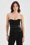 Women's Design Corset with Covered Bust Part and Underwire Metal Buckle Detail