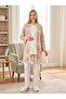 New Season Ecru Shawl Collar Patterned Lace Detailed Design Buttoned Short Sleeve Maternity Pajama Set 3-Piece Set - 8