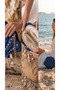 Hand Knitted Pearl Mussel Straw Bag - Navy Blue Oyster Model Women's Shoulder & Hand Bag Summer Beach Bag - 4