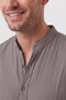 Smoked 97% Cotton Muslin Fabric Breathable Summer High Collar Relaxed Fit Men's Shirt 2602620 - 5