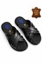 Men's Genuine Leather Slippers Ultra Comfortable Orthopedic Sole Lightweight Soft Comfortable Daily Black Slippers - 2