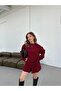 Women's Oversize Long Sweater and Flared Mini Skirt Knitwear Top and Bottom Set - Standard - 4
