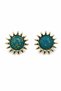Trendy Yellow Color Sun Motif Turquoise Glitter Bijoux Earrings Women's Jewelry Accessory