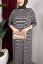 Our Striped Viscose Combed Cotton Dress with a Fabric That Doesn'T Define the Line of the Hat - 4