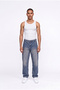 Men's Baggy Jean Trousers with Stitching Detail Blue