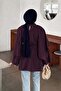 Tunic with Shawl Tie Detail, Plum Color - 3