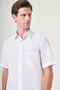 White Hard Collar Short Sleeve Pocket Comfort Fit Cotton Shirt 1004260258 - 4