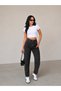 Mamaliga Women's Brown Stone Detailed Boyfriend Mom Jeans Denim Trousers