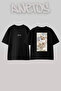 Bismillah Hali Cicek Design Back Printed Cotton Black Oversize T-Shirt