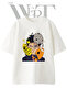 تي شيرت أبيض كبير الحجم مطبوع بتصميم أوبيتو أوتشيها للجنسين