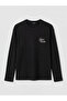 Özmarka New Season Black Crew Neck Printed Men's Sweatshirt - 5