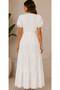 Busem-Women's White Double-Breasted Collar Belt-Fastened Layered Long Dress Summer Casual Dress - 2