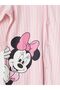 Lcw Baby Pink Shirt Collar Minnie Mouse Printed Baby Girl Jumpsuit - 2