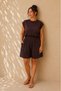 Women's Plus Size Back Cut-Out Waist Elastic Detail Pocketed Short Sleeve Wide Leg Modal Shorts Jumpsuit - 2