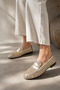 Royal Genuine Leather Gold Daily Comfortable Women's Braided Loafer Shoes - 4