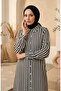Shirt Collar Striped Buttoned Linen Tunic 0332-03 Black - 3
