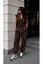 Women's Kuruvaze Collar Shoulder Button Detail Belted Double Suit