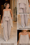 Chiffon Garnished Blouse and Pants Set - 2
