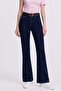 Belted Stylish Flare Women's Striped Jean Pants - 2