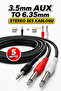 5 Meters 3.5mm Aux to 2X6.35Mm Jack Stereo Audio Cable Mixer Amplifier Connection Cable