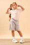 Unisex Children's Cotton Shorts with Elastic Waist and Pockets 9050 Gray - 5