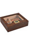 Glass Top Desktop Humidor | Elegant Wood Finish with Analog or Digital Hygrometer - 3