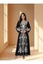 Women's Moroccan Embroidered Kaftan Dress - V-Neck Tassel Tie Belted Jalabiya