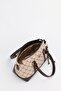 Women's Monogram Mink Brown Leather Lock Charm Detailed Hand Shoulder and Crossbody Bag Elena - 6