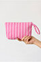 Patterned Zippered Clutch Bag with Wrist Strap Daily Hand and Makeup Bag - 3