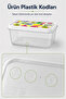 Set of 3 850 ml Rectangular Storage Containers, Fruit Patterned Transparent Stackable Food Container - 7