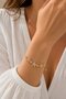 Brass Gold Color Floral Model Zircon Stone Elevator Bracelet - 2