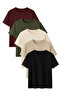 Men's 5-Pack Cotton Basic T-Shirt Burgundy Khaki Beige Stone Black