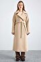 Button and Snap Detail Premium Coat with Punto Stitching Bej 3171 - 3