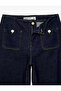 Cotton Pocketed Regular Waist Culotte Trousers - Culotte Jeans - Dark Indigo - 6