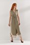 Green Dress with Beige Detail on the Sides - 3