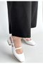 Liva White Skin Heeled Shoes