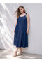 Nevavm Plus Size U-Neck Rope Strap Jean Dress with Difference