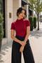 Women's Body High Neck Badi Super Quality Turtleneck Short Sleeve - 3