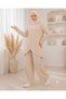 Women's Modal Fabric Comfortable Fit Elastic Waist Two-Piece Hijab Set Bottom Top with Special Detail on the Front Trendy Style